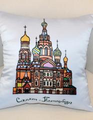 подушка Спас-на-Крови голубая рис